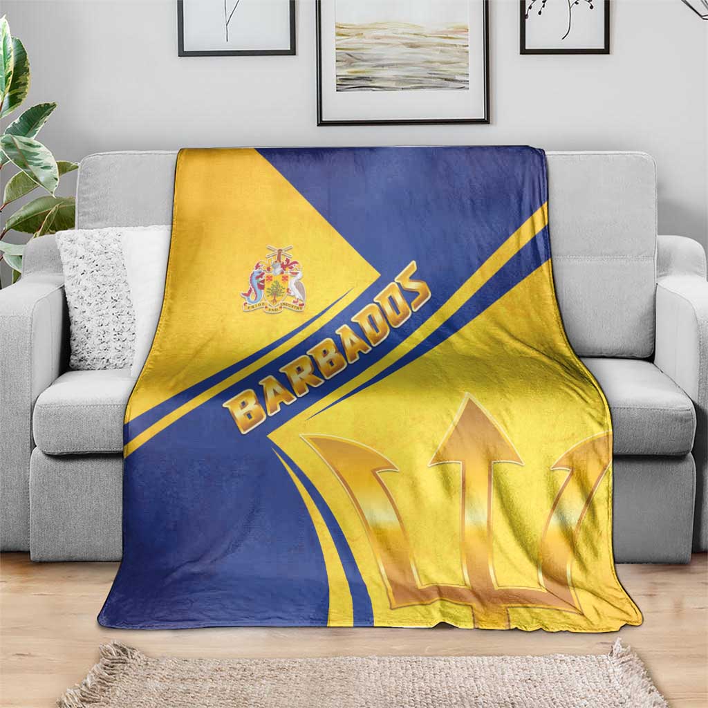 Barbados Gold Trident Blanket With Coat Of Arms