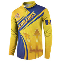 Barbados Gold Trident Button Sweatshirt With Coat Of Arms