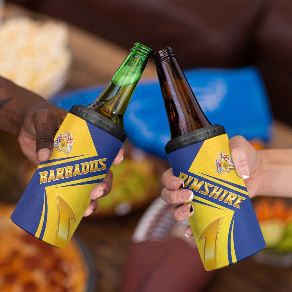 Barbados Gold Trident 4 in 1 Can Cooler Tumbler With Coat Of Arms