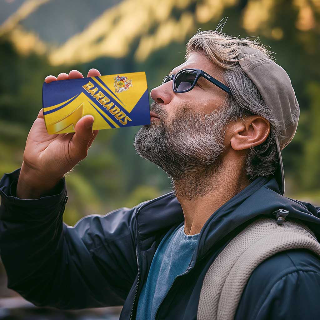 Barbados Gold Trident 4 in 1 Can Cooler Tumbler With Coat Of Arms