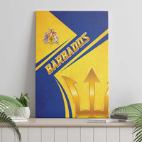 Barbados Gold Trident Canvas Wall Art With Coat Of Arms