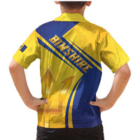 Barbados Gold Trident Family Matching Mermaid Dress and Hawaiian Shirt With Coat Of Arms