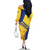 Barbados Gold Trident Family Matching Off The Shoulder Long Sleeve Dress and Hawaiian Shirt With Coat Of Arms