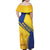 Barbados Gold Trident Family Matching Off Shoulder Maxi Dress and Hawaiian Shirt With Coat Of Arms