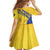 Barbados Gold Trident Family Matching Off Shoulder Short Dress and Hawaiian Shirt With Coat Of Arms