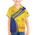 Barbados Gold Trident Family Matching Off Shoulder Short Dress and Hawaiian Shirt With Coat Of Arms