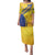 Barbados Gold Trident Family Matching Puletasi and Hawaiian Shirt With Coat Of Arms