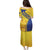 Barbados Gold Trident Family Matching Puletasi and Hawaiian Shirt With Coat Of Arms