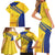 Barbados Gold Trident Family Matching Short Sleeve Bodycon Dress and Hawaiian Shirt With Coat Of Arms