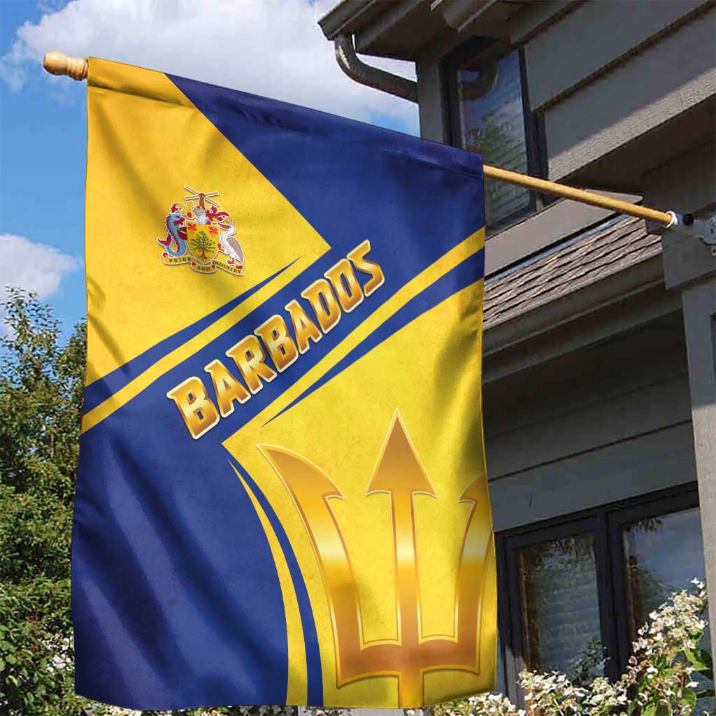 Barbados Gold Trident Garden Flag With Coat Of Arms