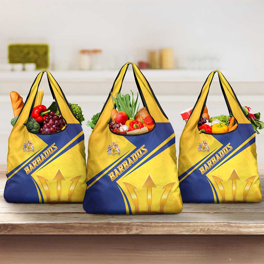 Barbados Gold Trident Grocery Bag With Coat Of Arms