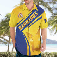 Barbados Gold Trident Hawaiian Shirt With Coat Of Arms