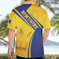Barbados Gold Trident Hawaiian Shirt With Coat Of Arms
