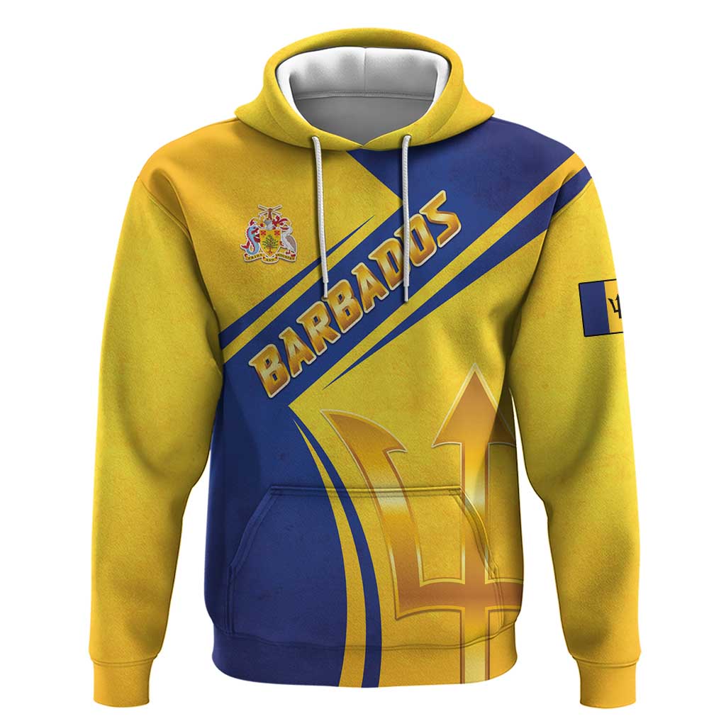 Barbados Gold Trident Hoodie With Coat Of Arms