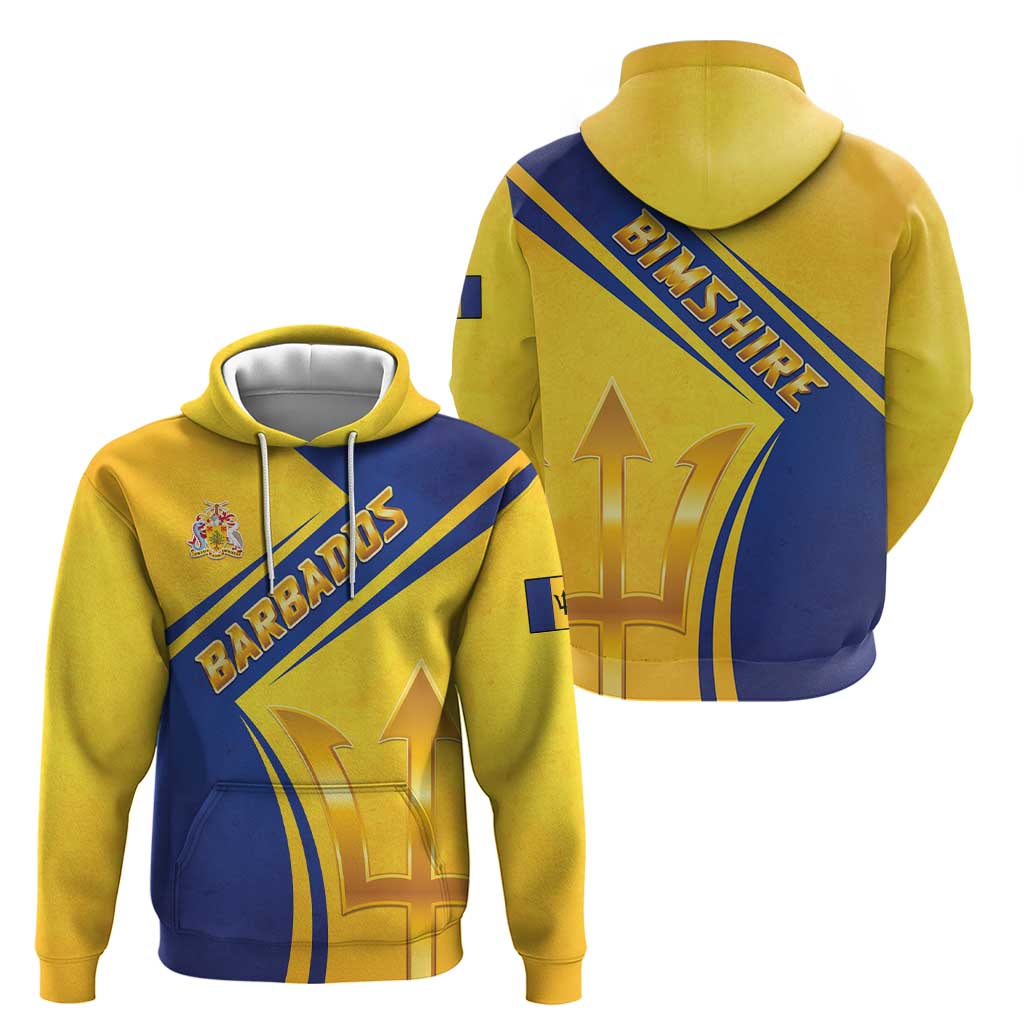 Barbados Gold Trident Hoodie With Coat Of Arms