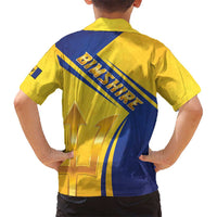 Barbados Gold Trident Kid Hawaiian Shirt With Coat Of Arms