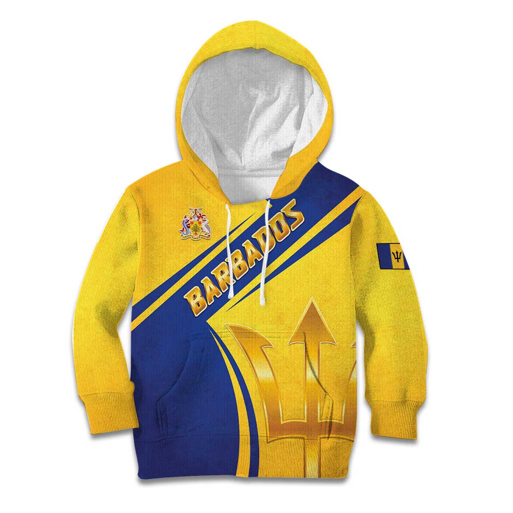 Barbados Gold Trident Kid Hoodie With Coat Of Arms