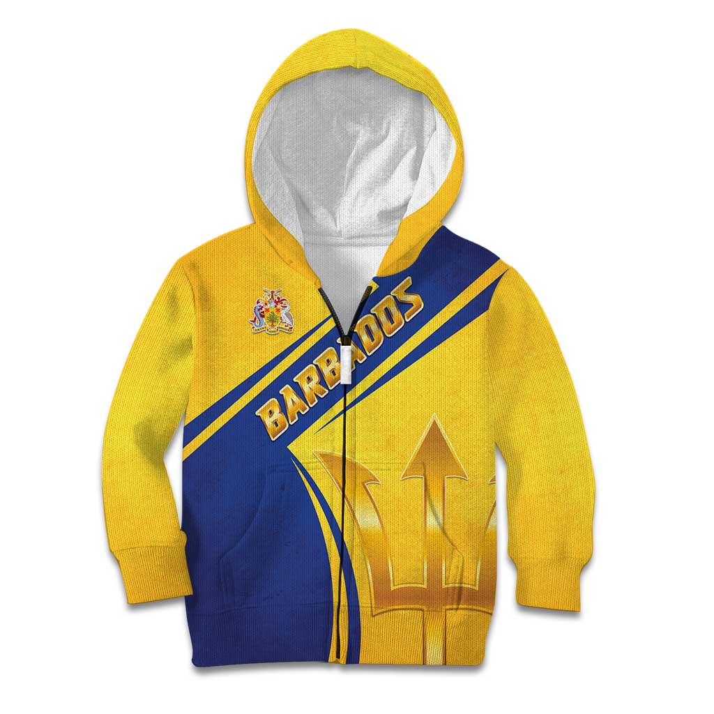 Barbados Gold Trident Kid Hoodie With Coat Of Arms