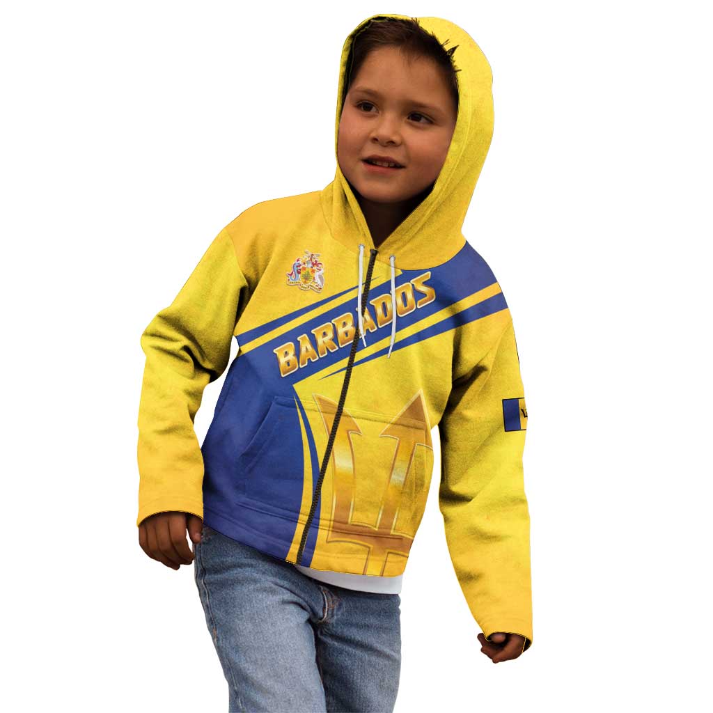 Barbados Gold Trident Kid Hoodie With Coat Of Arms