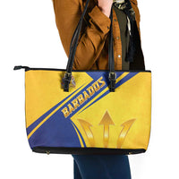 Barbados Gold Trident Leather Tote Bag With Coat Of Arms