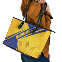 Barbados Gold Trident Leather Tote Bag With Coat Of Arms