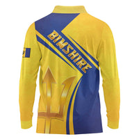 Barbados Gold Trident Long Sleeve Polo Shirt With Coat Of Arms