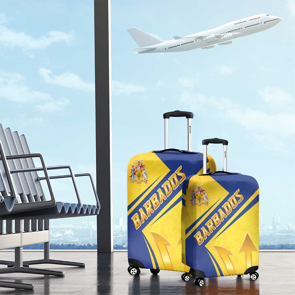 Barbados Gold Trident Luggage Cover With Coat Of Arms