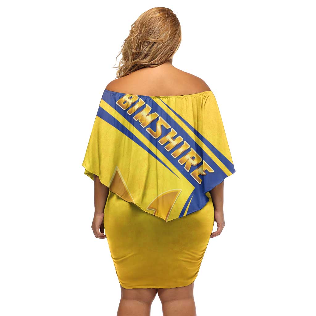 Barbados Gold Trident Off Shoulder Short Dress With Coat Of Arms