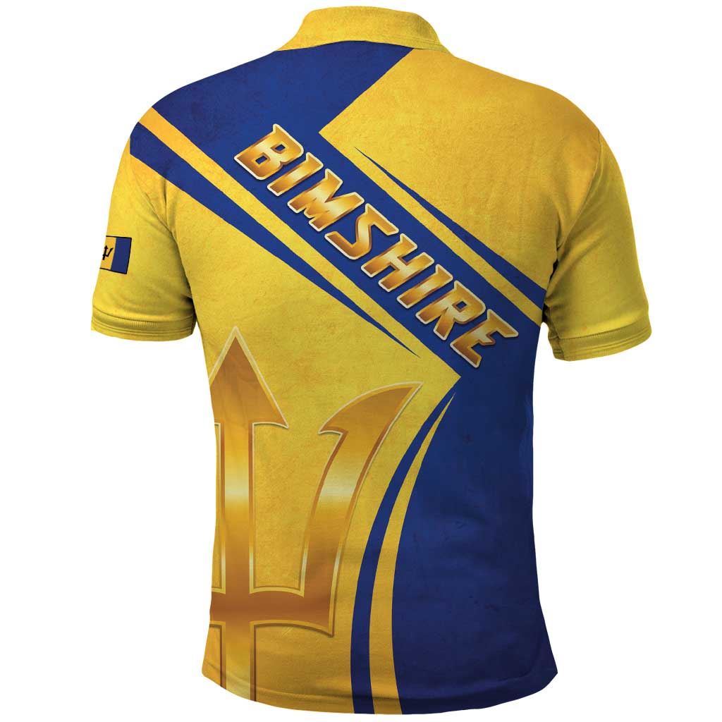 Barbados Gold Trident Polo Shirt With Coat Of Arms