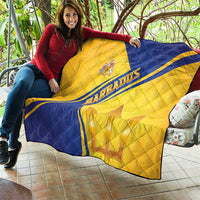 Barbados Gold Trident Quilt With Coat Of Arms