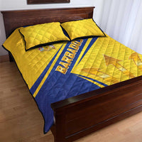 Barbados Gold Trident Quilt Bed Set With Coat Of Arms