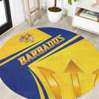 Barbados Gold Trident Round Carpet With Coat Of Arms