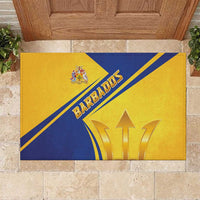 Barbados Gold Trident Rubber Doormat With Coat Of Arms