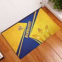 Barbados Gold Trident Rubber Doormat With Coat Of Arms