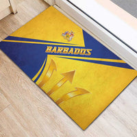 Barbados Gold Trident Rubber Doormat With Coat Of Arms