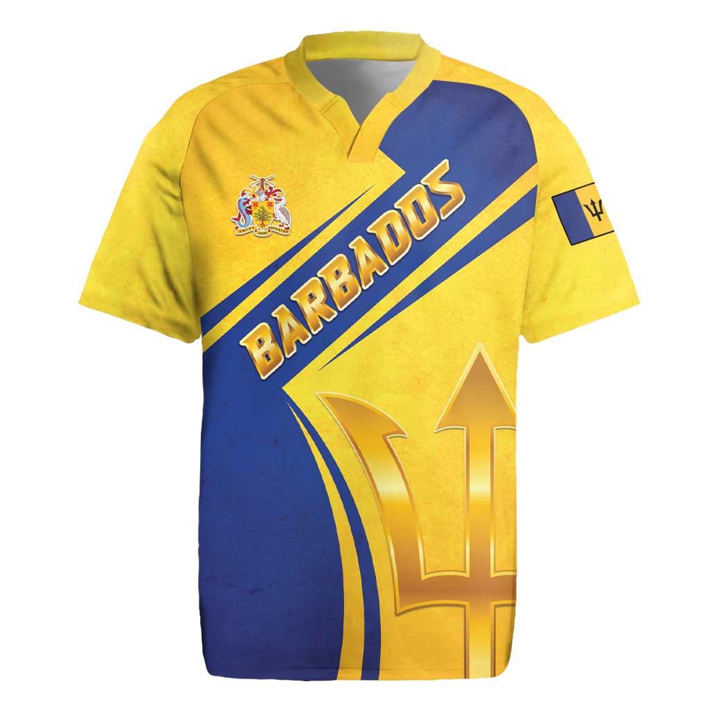 Barbados Gold Trident Rugby Jersey With Coat Of Arms