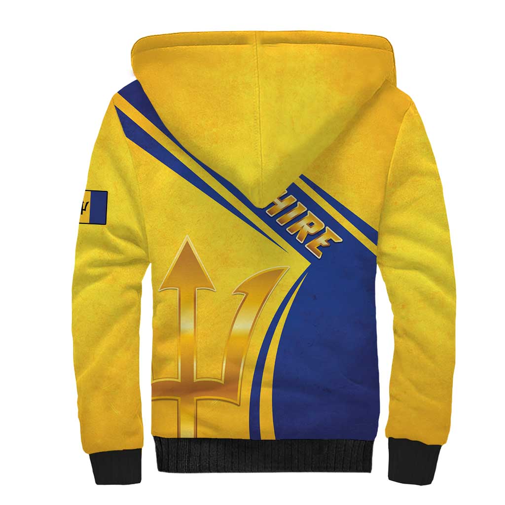 Barbados Gold Trident Sherpa Hoodie With Coat Of Arms