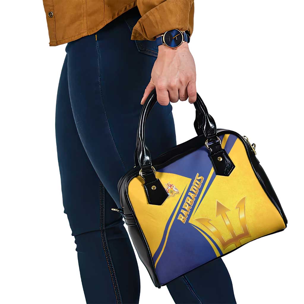 Barbados Gold Trident Shoulder Handbag With Coat Of Arms