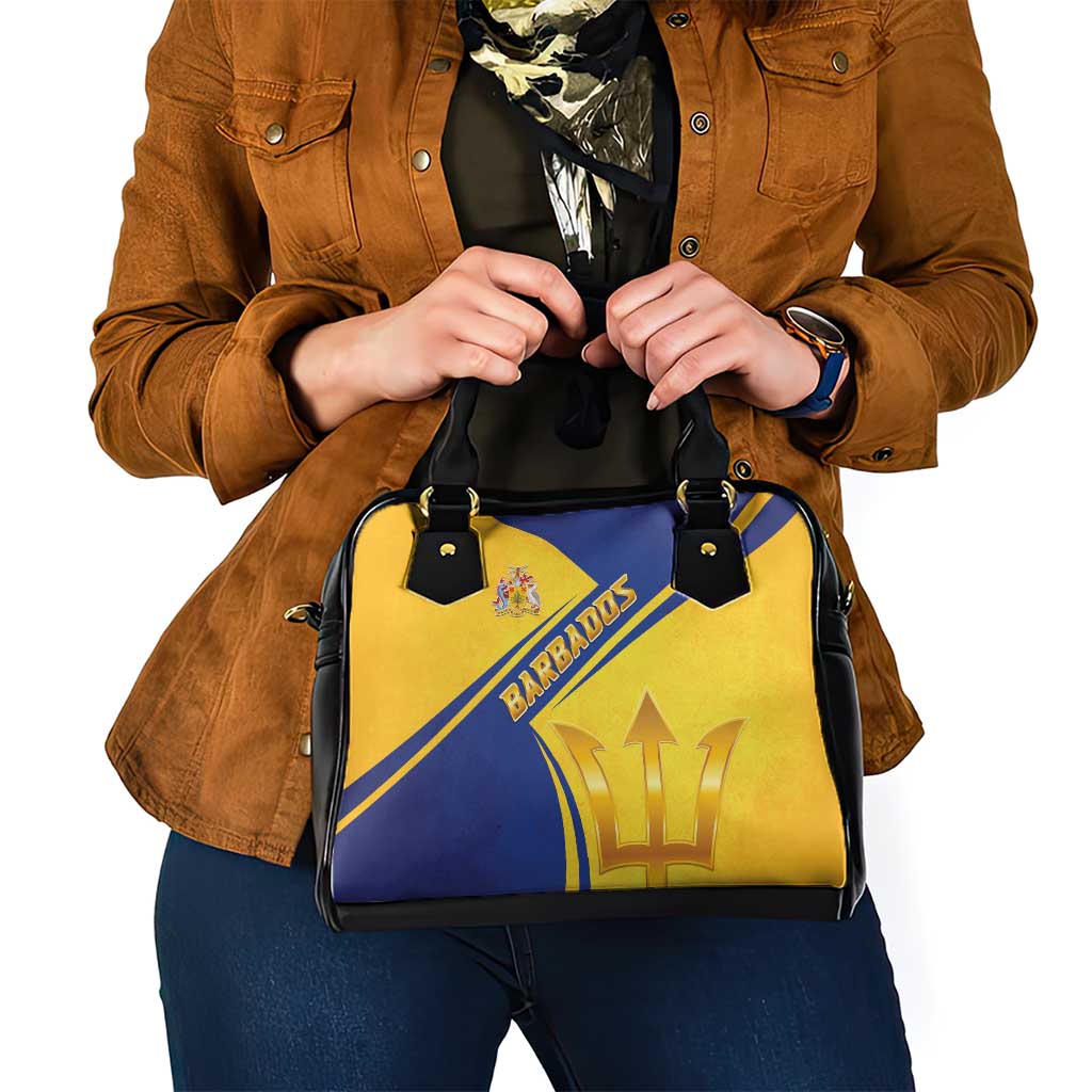 Barbados Gold Trident Shoulder Handbag With Coat Of Arms