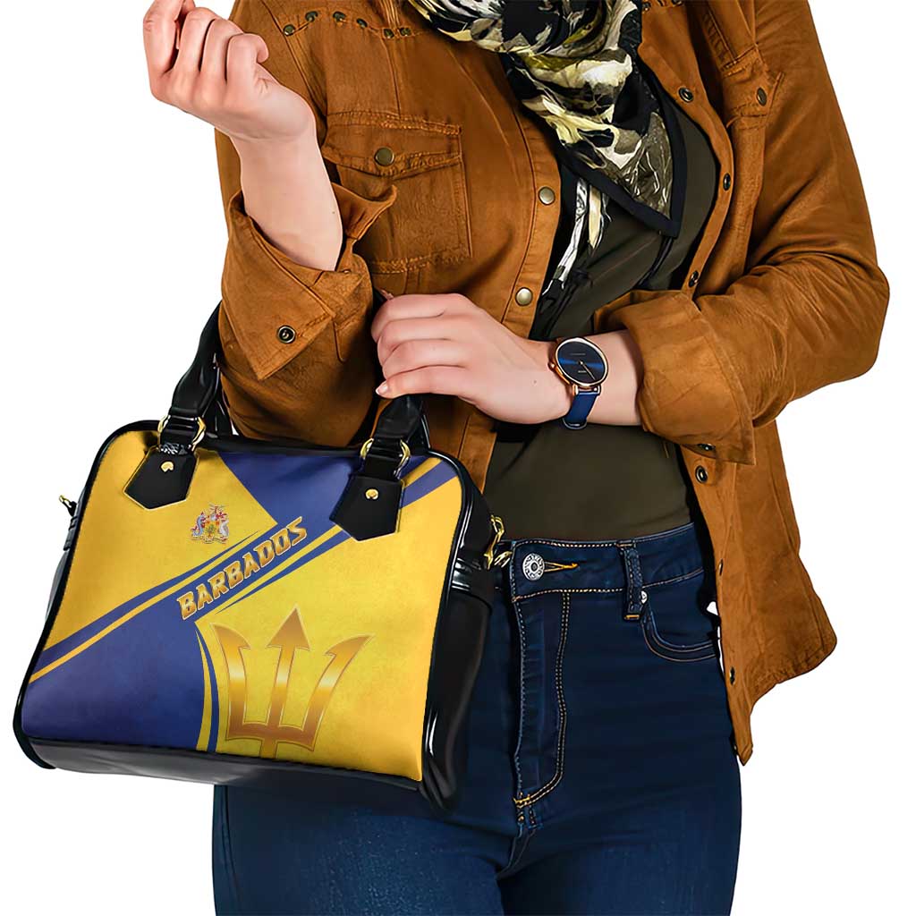Barbados Gold Trident Shoulder Handbag With Coat Of Arms