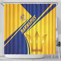 Barbados Gold Trident Shower Curtain With Coat Of Arms