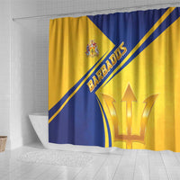 Barbados Gold Trident Shower Curtain With Coat Of Arms
