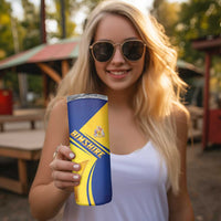 Barbados Gold Trident Skinny Tumbler With Coat Of Arms