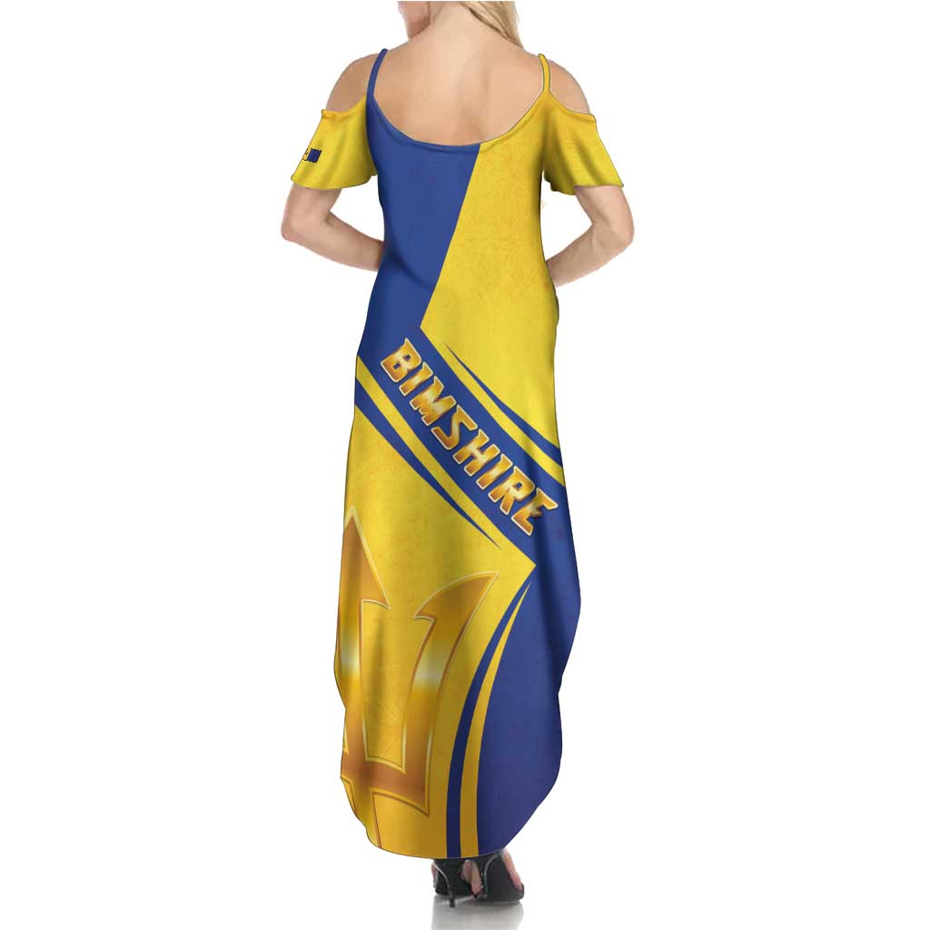 Barbados Gold Trident Summer Maxi Dress With Coat Of Arms