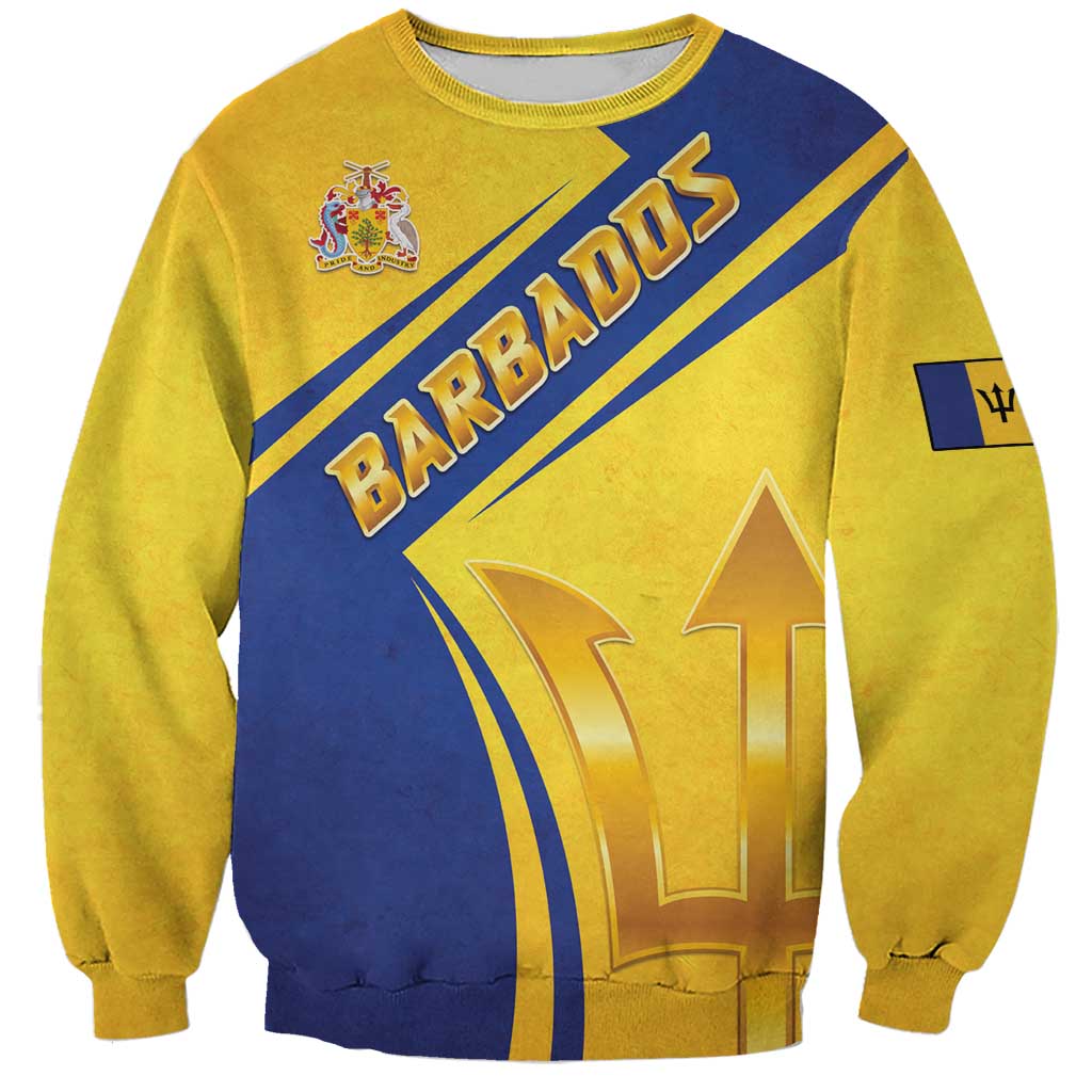 Barbados Gold Trident Sweatshirt With Coat Of Arms