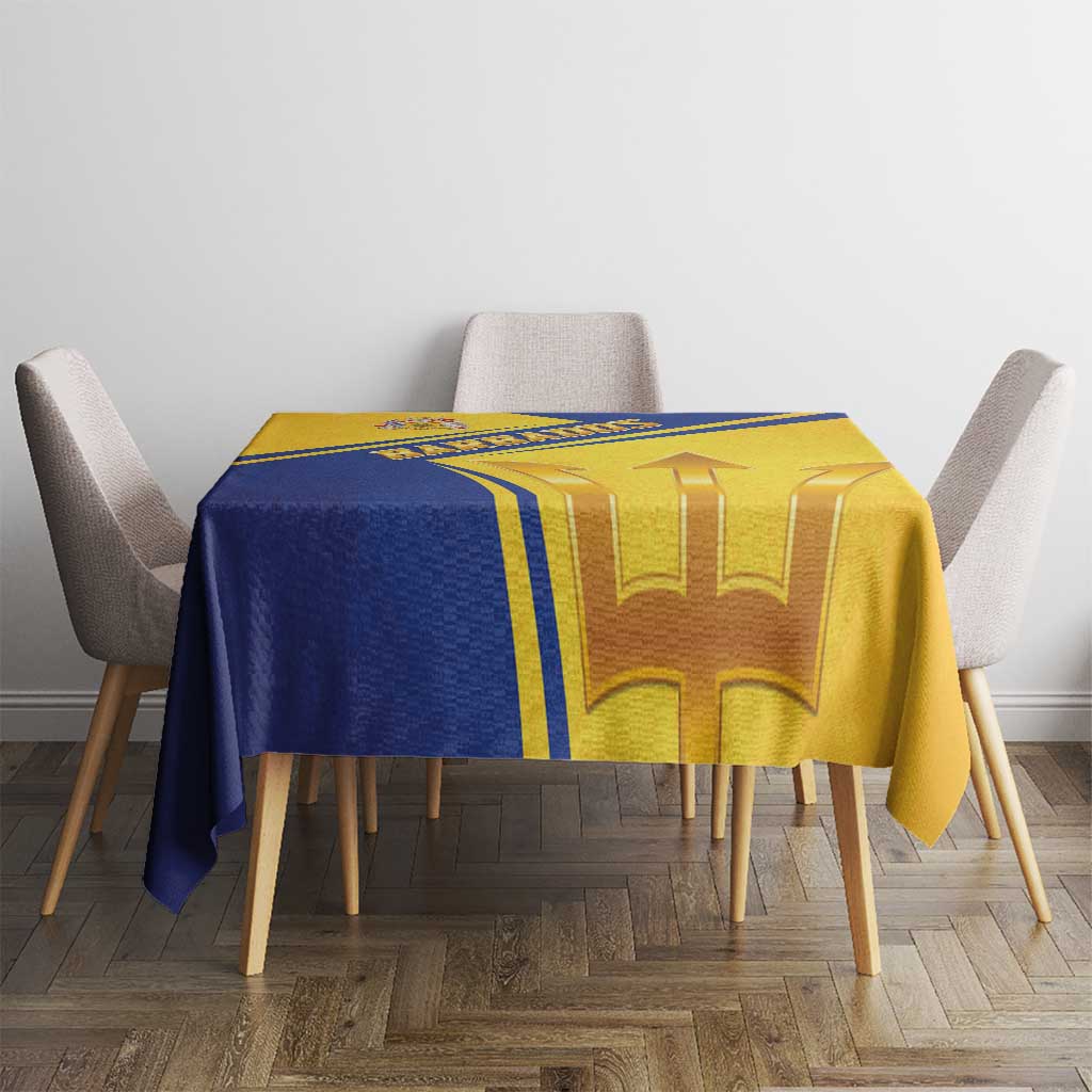 Barbados Gold Trident Tablecloth With Coat Of Arms