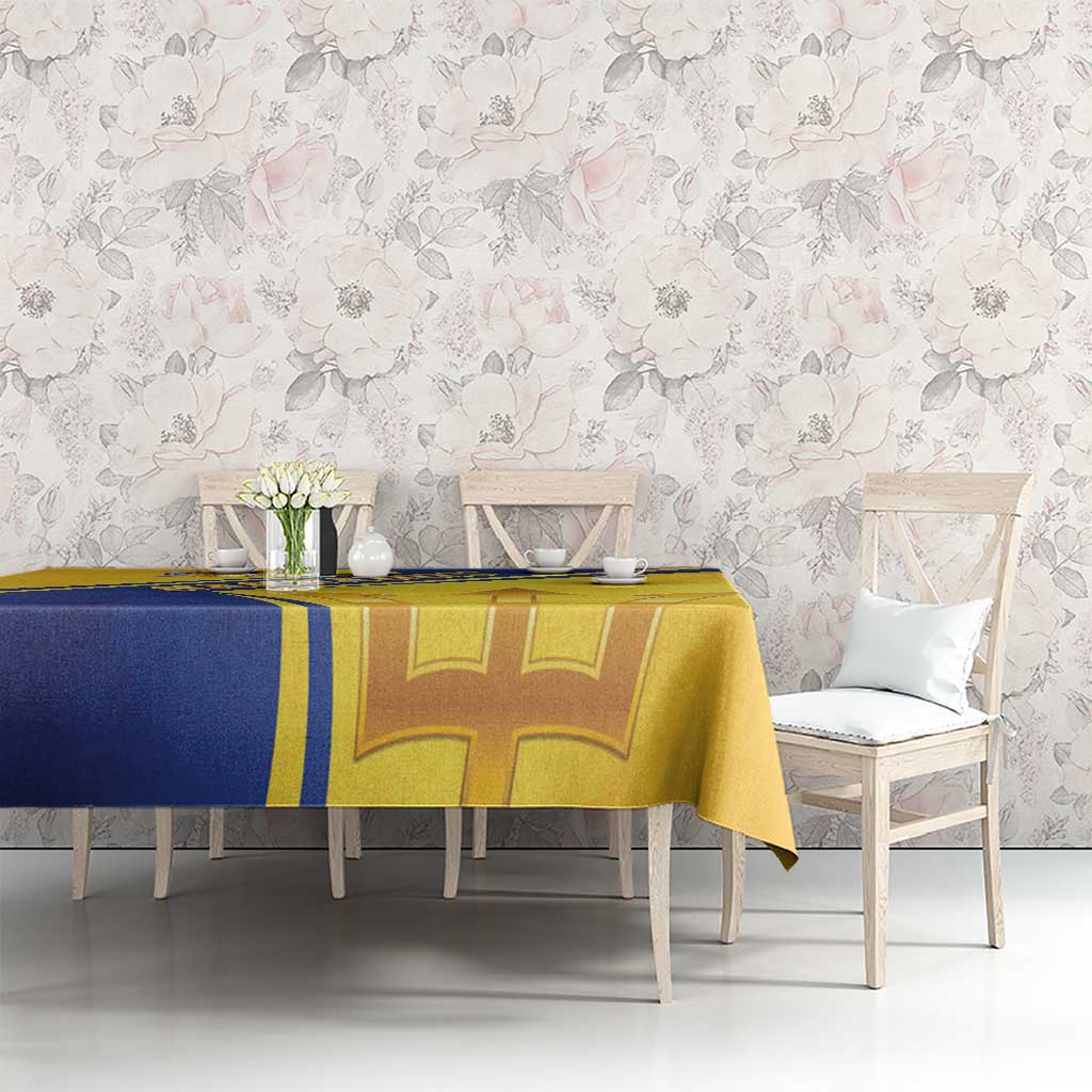 Barbados Gold Trident Tablecloth With Coat Of Arms