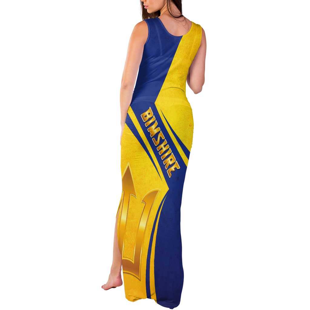 Barbados Gold Trident Tank Maxi Dress With Coat Of Arms