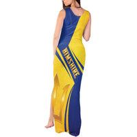 Barbados Gold Trident Tank Maxi Dress With Coat Of Arms