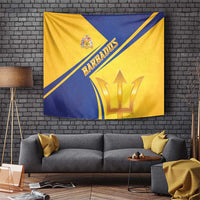 Barbados Gold Trident Tapestry With Coat Of Arms